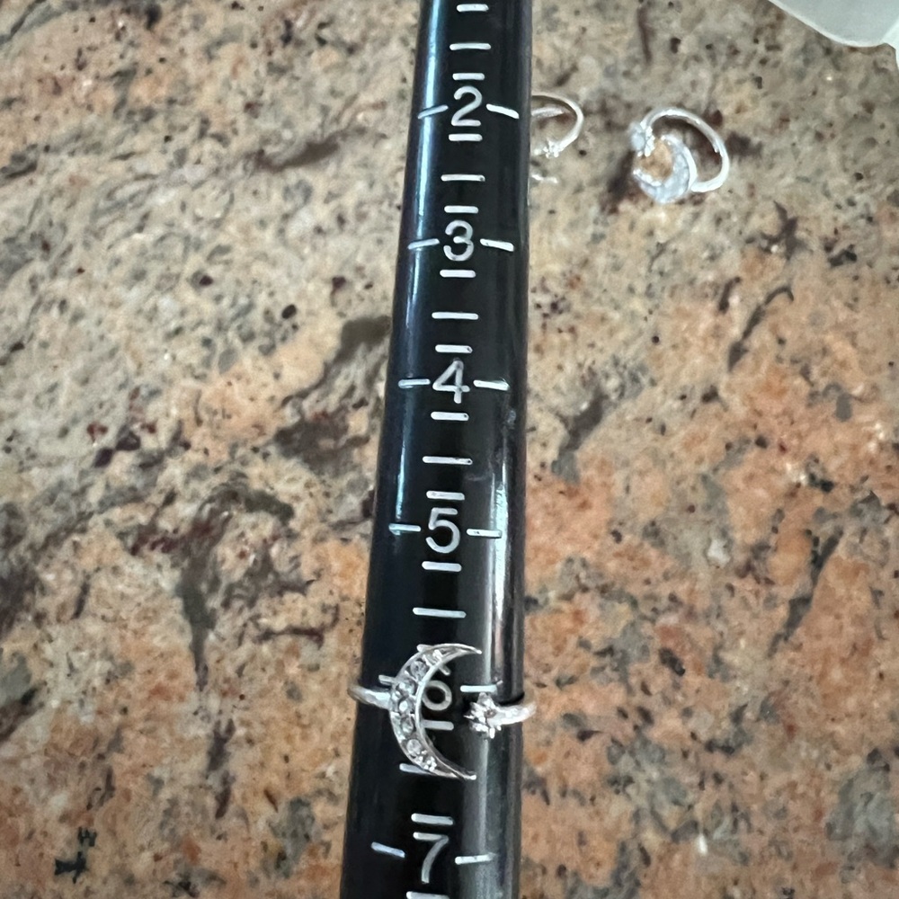 Silver Celestial Ring Set With Moon And Stars - image 4